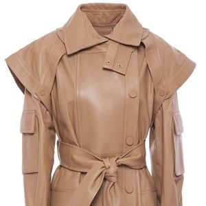 NWOT ZIMMERMANN genuine lamb leather coat in beige color.size 6/8